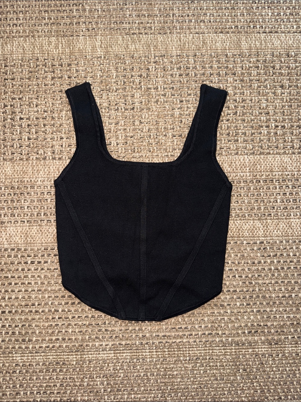 House of Harlow Black Knit Square Neck Tank Top - Women's